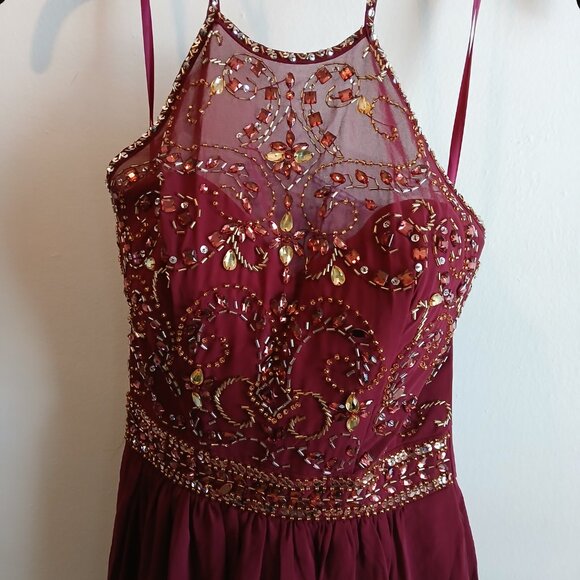 Bee Darlin maroon short dress, Small, color Red - Picture 8 of 10